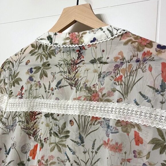 The Kooples Floral Botanical Lace Up Blouse Size XS - Picture 10 of 16